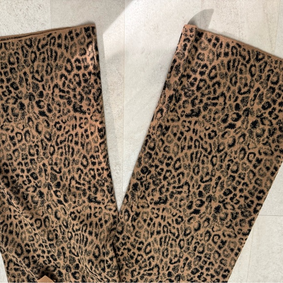 Anthropologie Moth Sweater Pants Tan Black Leopard Print Small - Picture 2 of 9